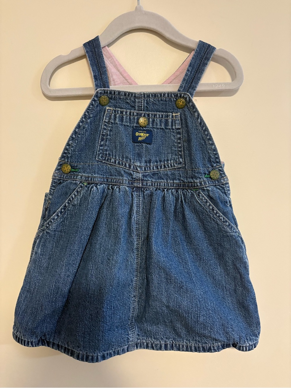 Vintage OshKosh B'gosh Blue Denim lined Overall Dress for Kids